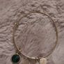 silver Alex and ani bracelet with emerald stone Image 2