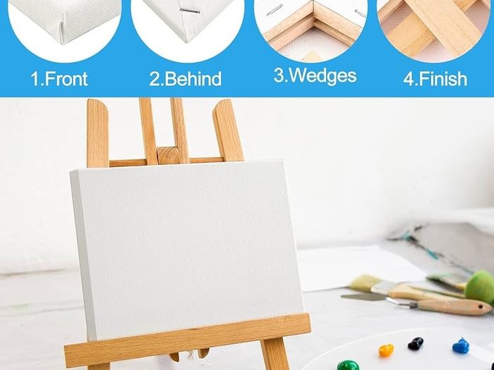 6 Set Blank Stretched Canvas Assorted Size Artist Canvas Multipack Canvases for Acrylic Oil Water Painting