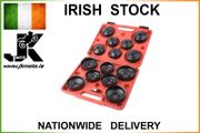 16 Pc Socket Type Oil Filter Removal Puller Cup Tool Kit Set Adaptor Garage 3/8"