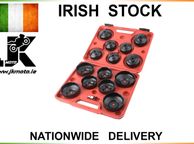 main image for ad 16 Pc Socket Type Oil Filter Removal Puller Cup Tool Kit Set Adaptor Garage 3/8"