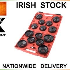 16 Pc Socket Type Oil Filter Removal Puller Cup Tool Kit Set Adaptor Garage 3/8"