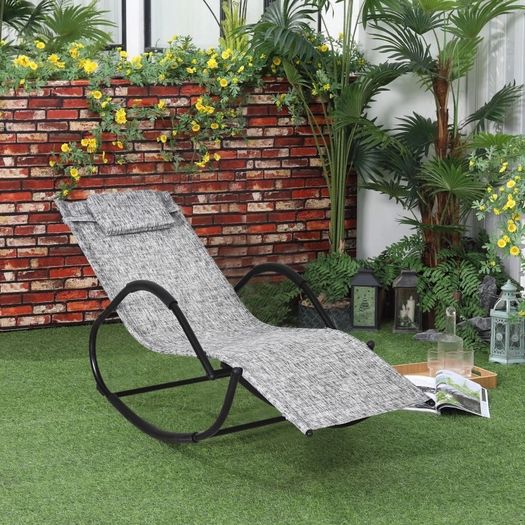 Steel Frame Zero Gravity Rocking Lounge Chair w/ Pillow Grey (FREE SHIPPING)