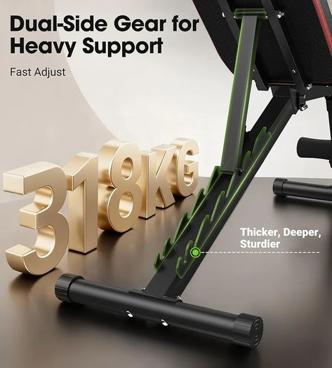 Adjustable Bench, Utility Weight Bench with 8 Position Adjustable Backrest/3 Position Adjustable Footrest, 318 kg Weight Capacity, Foldable Workout Bench with 90 Angle for Home Gym