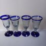 SALE!  Vintage Handmade Cobalt Blue / Clear Glasses - Set of 4 Image 4