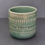 Green Japanese Ceramic Plant Pot, Planter, Boho Geometric Design, 8cm Image 3