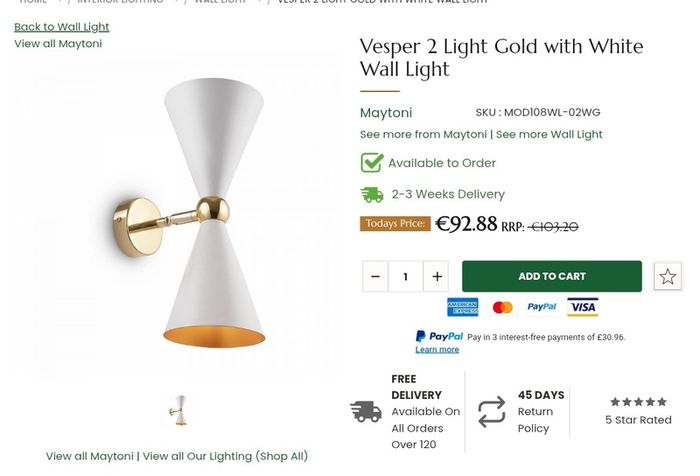 Pair of wall lights