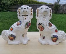 Pair of ceramic Staffordshire Spaniel dogs