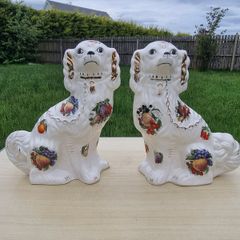 Pair of ceramic Staffordshire Spaniel dogs