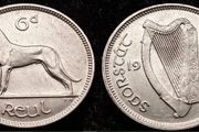 [#644] - Ireland 1934 | Irish 6d | Six Pence | Wolfhound | KM.5