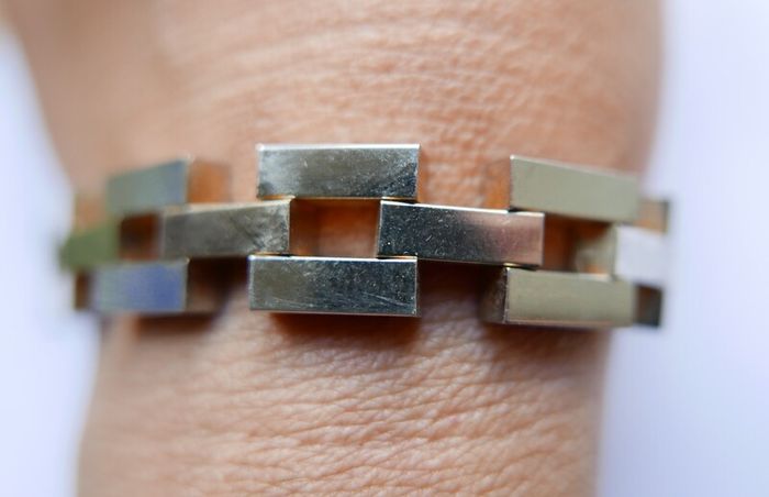 Vintage  1950s Mens 18K RG Gold Tank Bracelet Modernist MCM - Rolled Gold