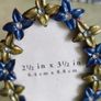 Set of 2 Jeweled Enamel/Rhinestone Floral Picture Frames Gold/Blue Image 2