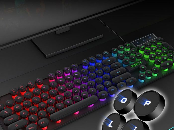 New iMICE AK-800 USB Wired LED Backlit Suspended Round Cap Gaming Keyboard.