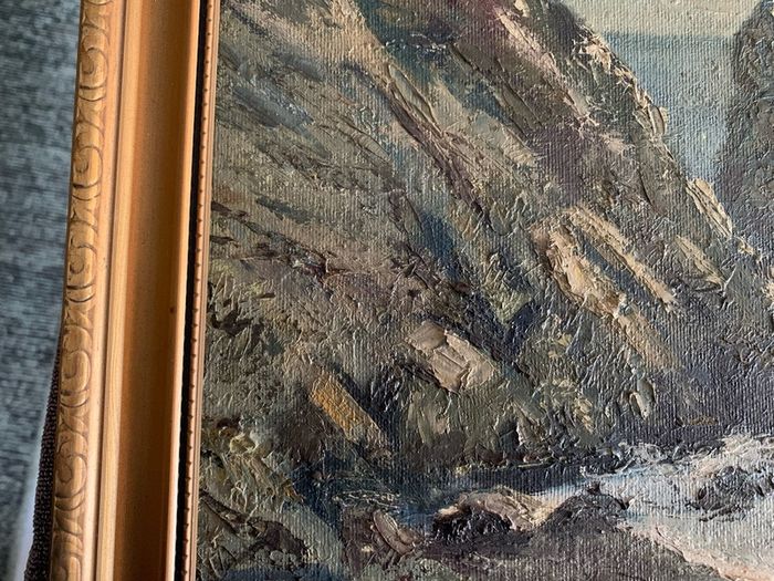 Original oil paintimg, Neville Henderson. "Howth from Doldrum Bay"