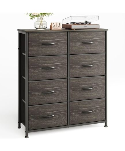 8 Drawers Chest of Drawers, Fabric Storage Dresser Vertical with Spacious Wooden Tabletop