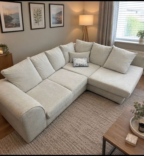 Beige/cream corner sofa