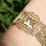 Vintage Egypt Bracelet  Filigree Egyptian Revival Panel Bracelet 7,2" Image 4