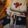 Floral Eyelet Curtains. Red, Grey & Black. 2 Matching Pairs Image 3