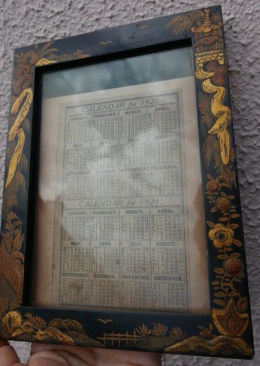 Vintage Calendar 1920-21 in Vintage Hand Painted Frame