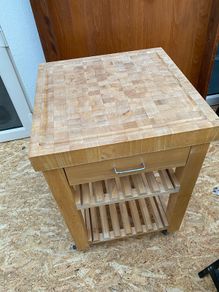 Solid Wooden Butcher Block Kitchen Trolley