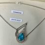 White Gold 0.10ct Diamond and Blue Topaz Teardrop Pendant Image 3