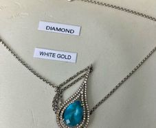 9ct White Gold 0.10ct Diamond and Blue Topaz Teardrop Pendant