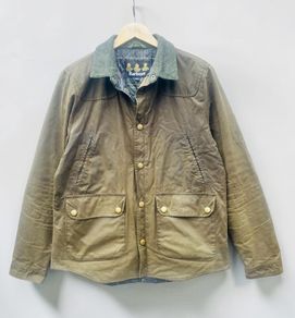 Barbour x Moon Reelin Wax Jacket Tweed Wool Trims Olive Green - Large