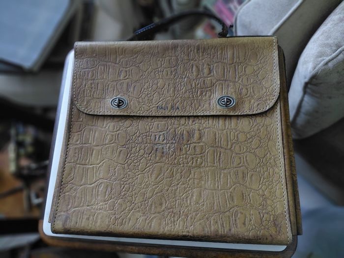 Vintage crocodile leather document bag