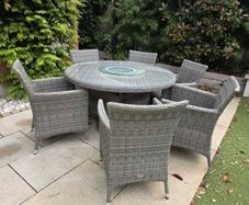 6 Seater Grey Rattan Outdoor Dining Set