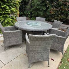 6 Seater Grey Rattan Outdoor Dining Set