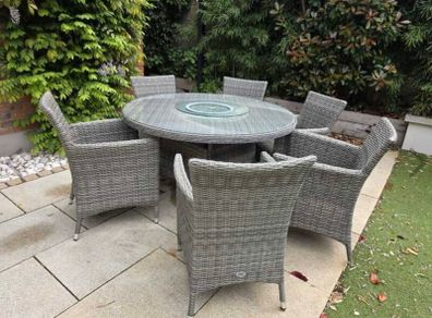 6 Seater Grey Rattan Outdoor Dining Set