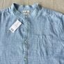 NEW F&F Mens 3XL Blue 100% Cotton Grandad Collar Shirt Image 8