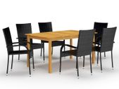 7 Piece Garden Dining Set Black