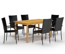 7 Piece Garden Dining Set Black