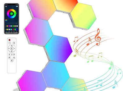 Hexagon LED Lights  8 Pack Hex Wall Light RGB Gaming Panels Hexagonal Smart Lighting Panel Sync to Music for Room Bar Gaming Setup Bedroom (FREE POSTAGE)