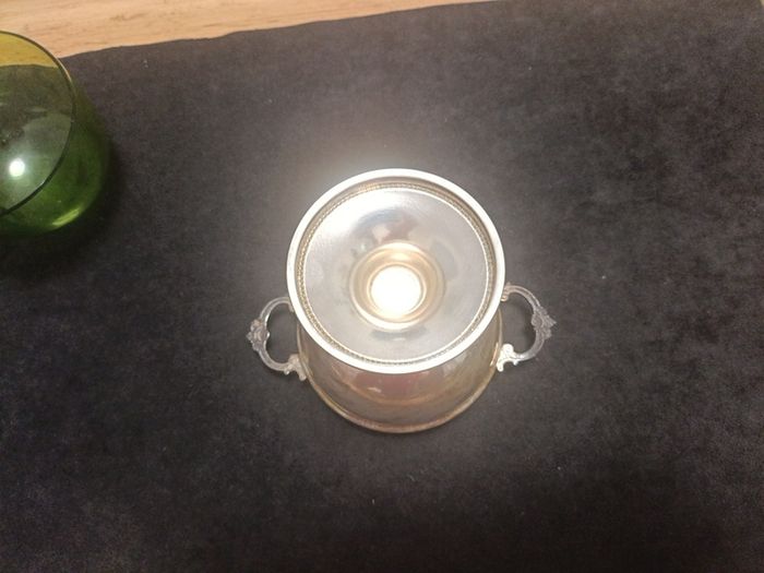 WMF of Germany silverplated green glass bowl
