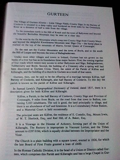 The history of Gurteen Ireland Irish Sligo local history