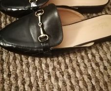 Black mule loafer woman's shoes
