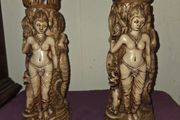 Pair of Vintage Carved Resin Vases