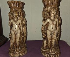 Pair of Vintage Carved Resin Vases