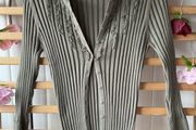 cardigan khaki principle ribbed cardigan with frill detail sizev12