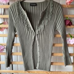 cardigan khaki principle ribbed cardigan with frill detail sizev12