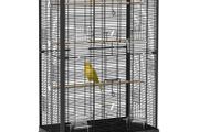 Bird Cage with Removable Tray and Perches, Aviary for Parrots, 61x36.5x98 cm, Black