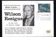 1976 Great Britain cover commemorating Harold Wilson resigns 12p commemorative stamp with 16th March 1976 Trafalgar Square Branch office cancel
