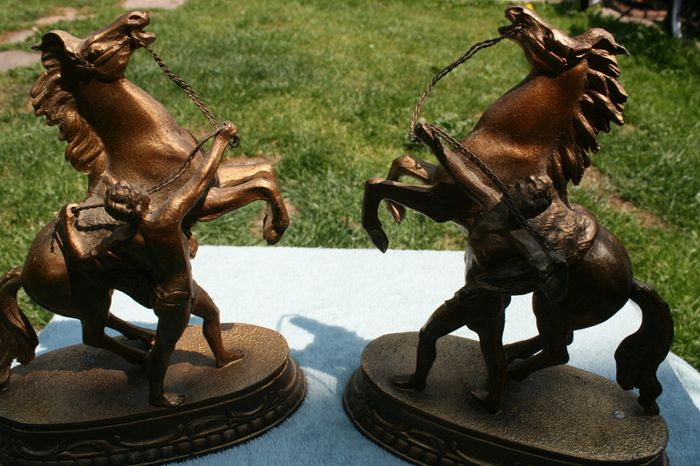 A Pair Of Antique  Marly Horses 7" X 8,4"