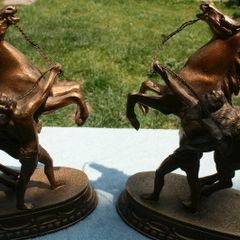 A Pair Of Antique  Marly Horses 7" X 8,4"