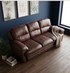 FREE: Comfortable 3-Seater Brown Faux Leather Sofa