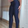 Navy  Asymmetrical Waist Ruched Bum Seam Leggings, size 10 Image 9