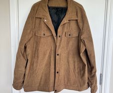 Mens 4XL Brown Corduroy Lined Trucker Jacket