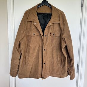 Mens 4XL Brown Corduroy Lined Trucker Jacket