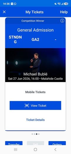 Michael buble tickets x 4 malahide castle